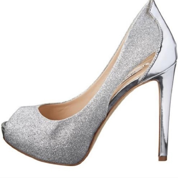 guess shoes silver heels